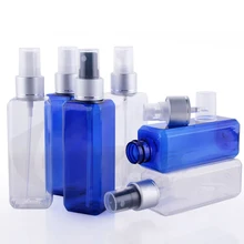 300 шт./лот 100 мл ПЭТ пластиковые пустые чудесные духи бутылка с распылителем для воды квадратные бутылки синий D Цвет