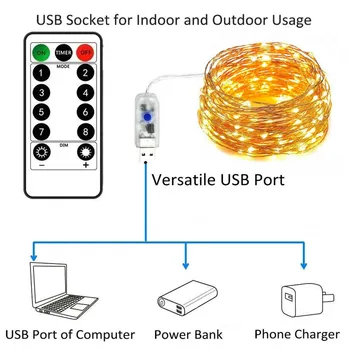 

Fairy Light USB Powered with Remote Control 5M 10M Starry String light for Wedding Party indoor Garden Bedroom Holiday Decoratio
