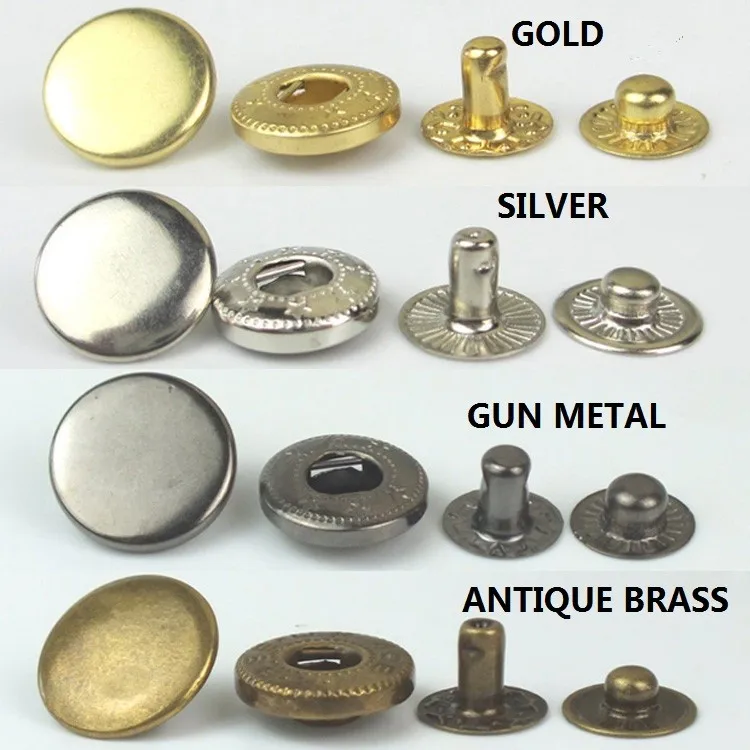 200 DIY Free Shipping 15mm 831 Metal snap fastener spring press studs