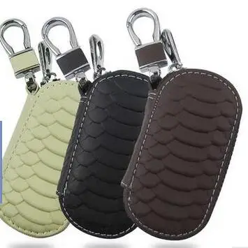 

Car key holder python pattern semi-circular leather key cases