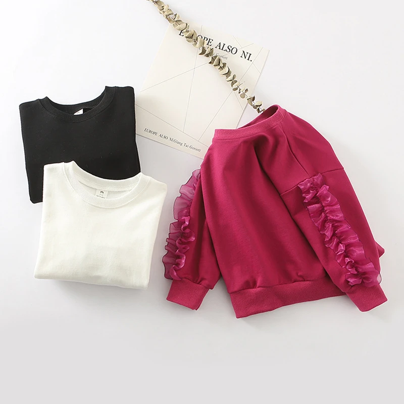 

2019 New Child Wear Spring Style Children's Hoodies Sweatshirts Girls Pullover Casual Top Girl Baby Lace Full Sleeve Hoodie
