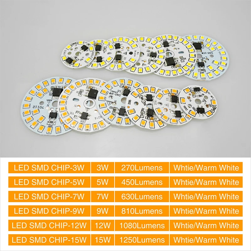 Светодиодный SMD чип Smart IC 3 Вт 5 7 9 12 15 SMD2835 светодиодный прожектор с бусинами AC220 в