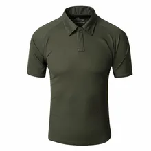 Men Summer Outdoor Sports Polo Shirts Comfort Polyester Breathable Military Tactical T-shirts Short Sleeved Hiking Tees