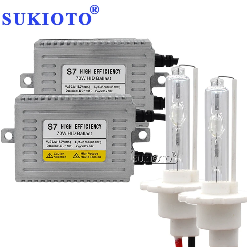 SUKIOTO 12V 24V 70W HEADLIGHT HID XENON KIT DLT S7 BALLAST Truck Boat Van Headlamp H7 H1 H3 H8 H11 H4 bixenon 3000K-8000K xenon (3)