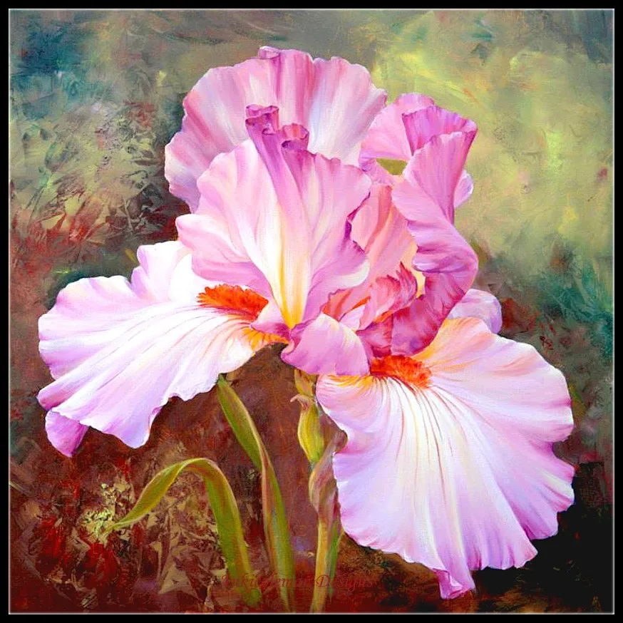 

Embroidery Counted Cross Stitch Kits Needlework - Crafts 14 ct DMC DIY Arts Handmade Decor - Pink Irises