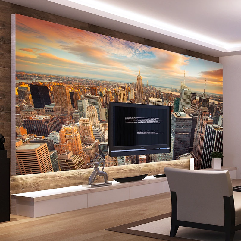 

Custom Mural Wallpapers Modern City Building Scenery Living Room Sofa TV Background Wall Painting Photography Photo Wallpaper 3d