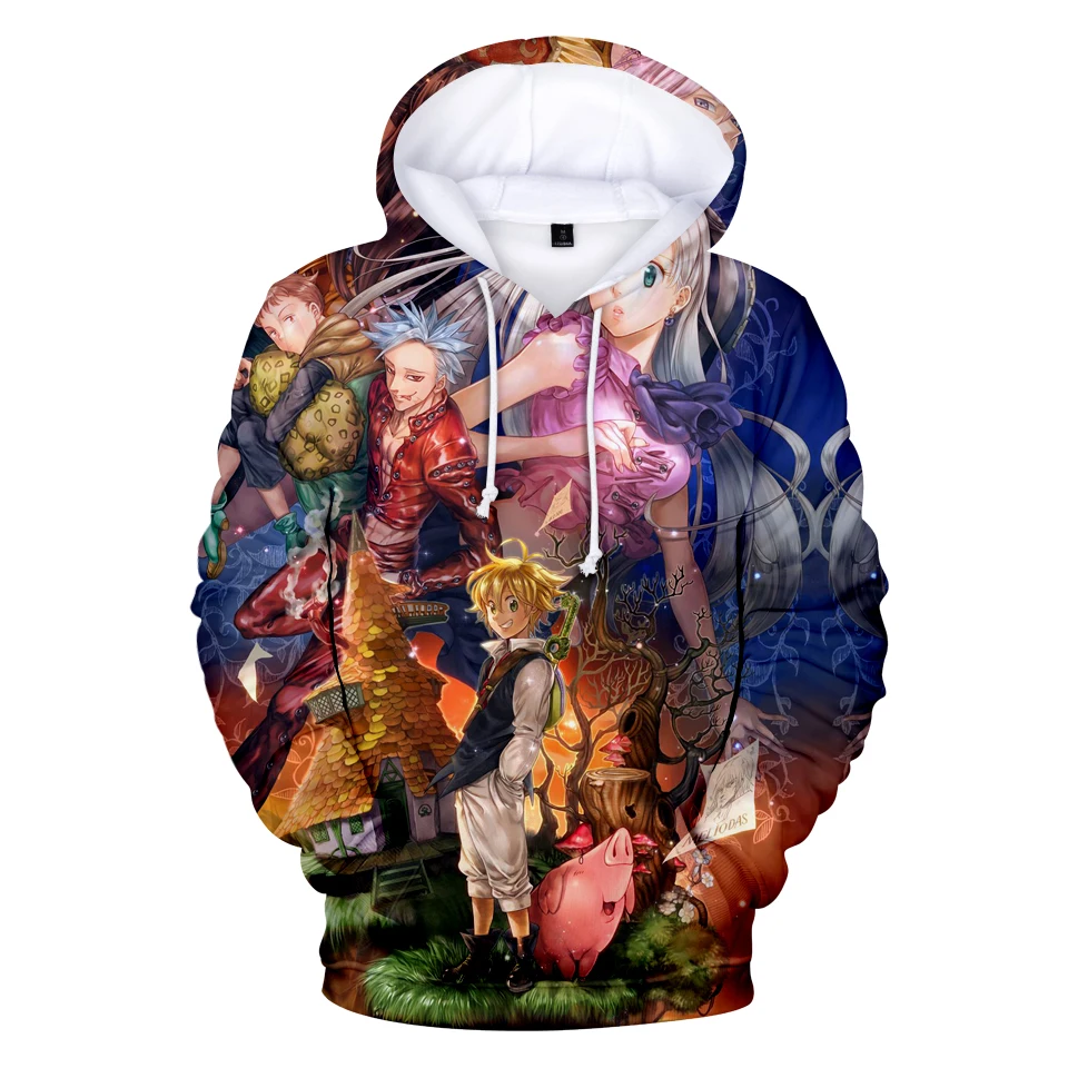 

3D hot latest 2019 3D hooded sweatshirt nanatsu no taiza cartoon Harajuku men's clothing women's unisex 3D hooded sweatshirt