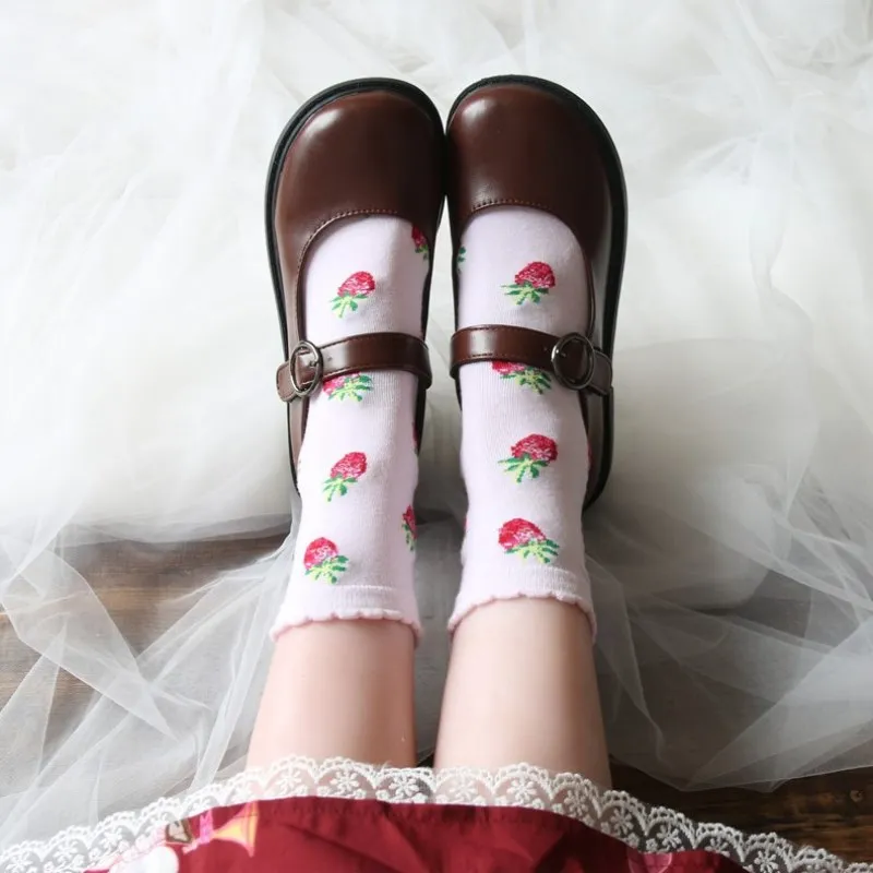 Jeseca/милые женские Носки с рисунком клубники; хлопковые мягкие дышащие носки Kawaii; милые носки для девочек в японском стиле Харадзюку С защитой от трения
