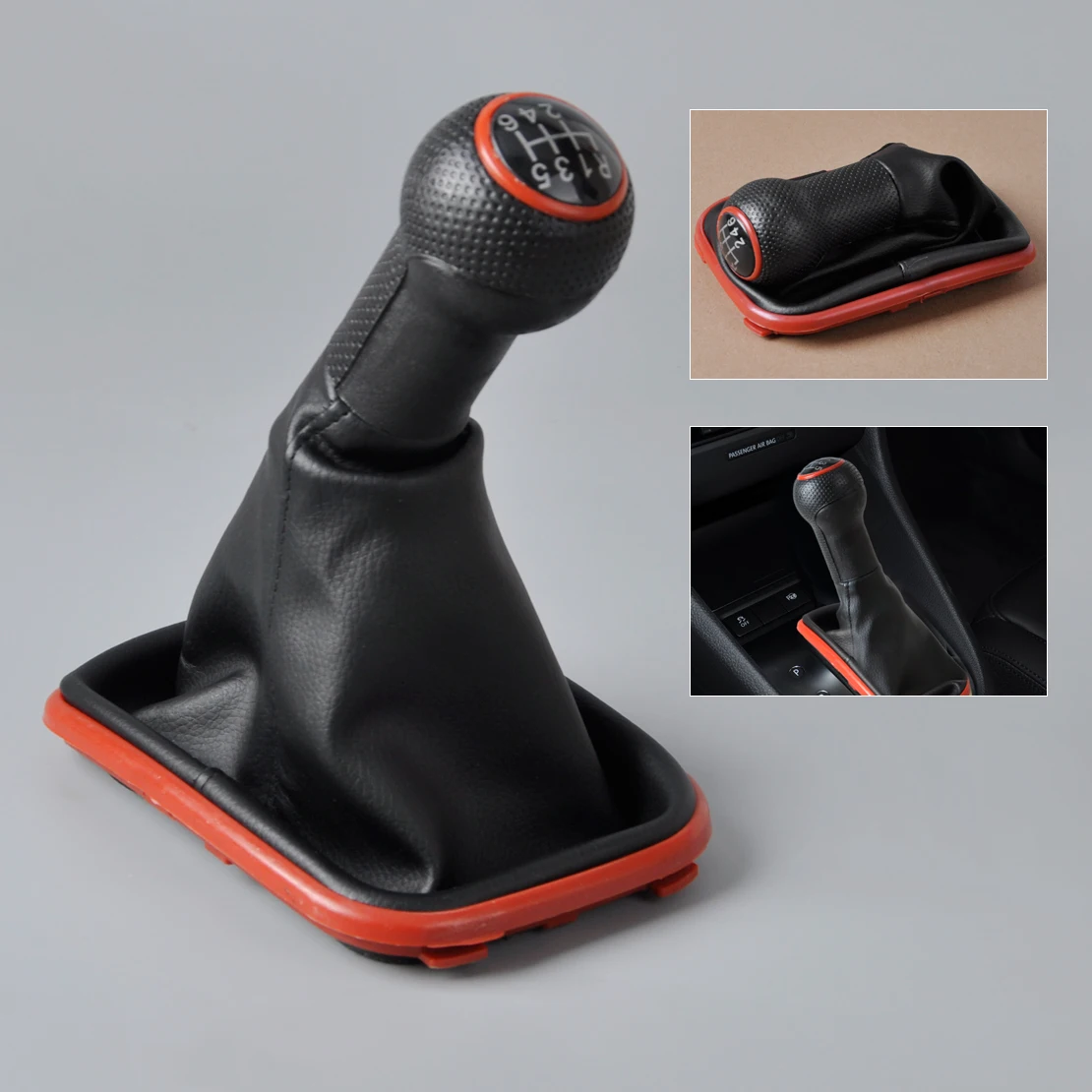 

CITALL 6 Speed Black with Red Frame Gear Shift Knob Gaitor Boot For VW Golf GTI R32 JETTA Bora MK4 1999 2000 2001 2002 2003 2004
