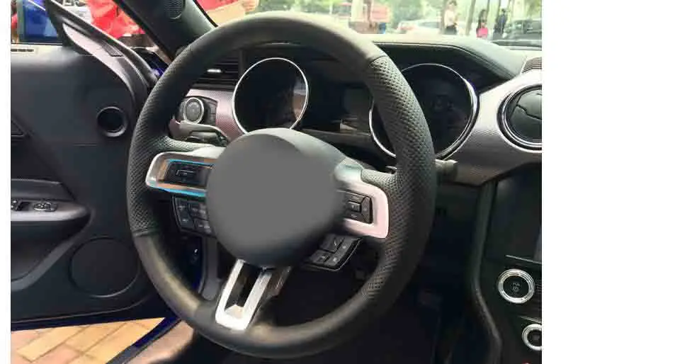 Швейные кожаные ручные рулевые Чехлы для Ford Mustang