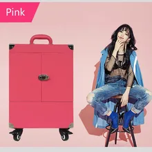 Макияж коробка для хранения Поезд Макияж косметический чемодан Органайзер на колёсиках Красота Чехол