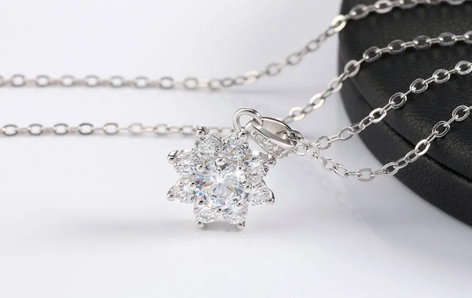 Effie queen подлинное ожерелье из стерлингового серебра 925 Кристальные снежинки Подвески с фианитом подарок для женщин Свадебная вечеринка BN44