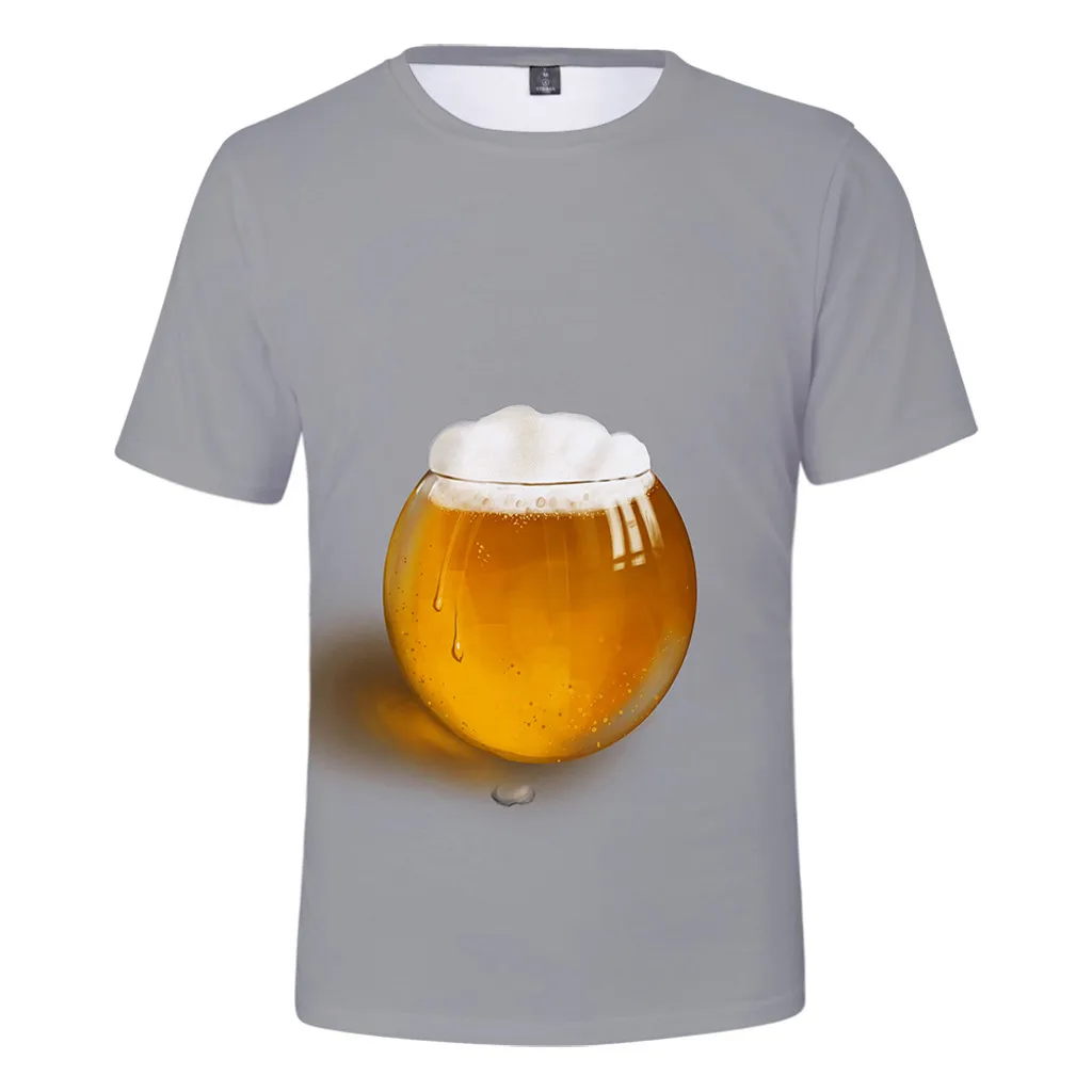 

2019 t-shirt men funny Men's Summer Beer Festival New Style 3D Printing O-Neck Short Sleeve Tops Tee