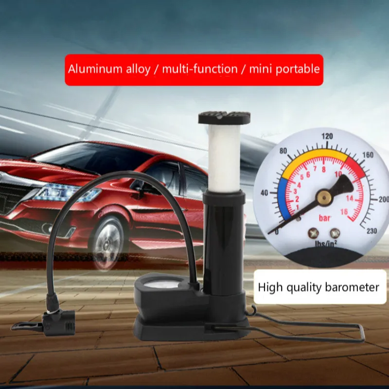 Mini Portable Bike Pump Foot Activated Floor Pump With Gauge Cycle Air