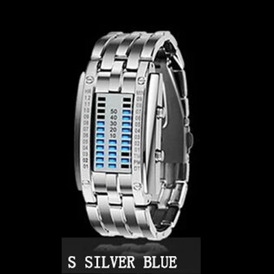 Бренд Tada Роскошные бинарные электронные часы, военные серебряные/Черные Водонепроницаемые часы из нержавеющей стали для женщин и мужчин, цифровые светодиодные спортивные часы - Цвет: Women Silver Blue