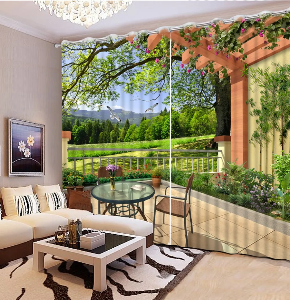 

3d blackout curtain 2019 landscape window curtains kids bedroom living room Home decoration