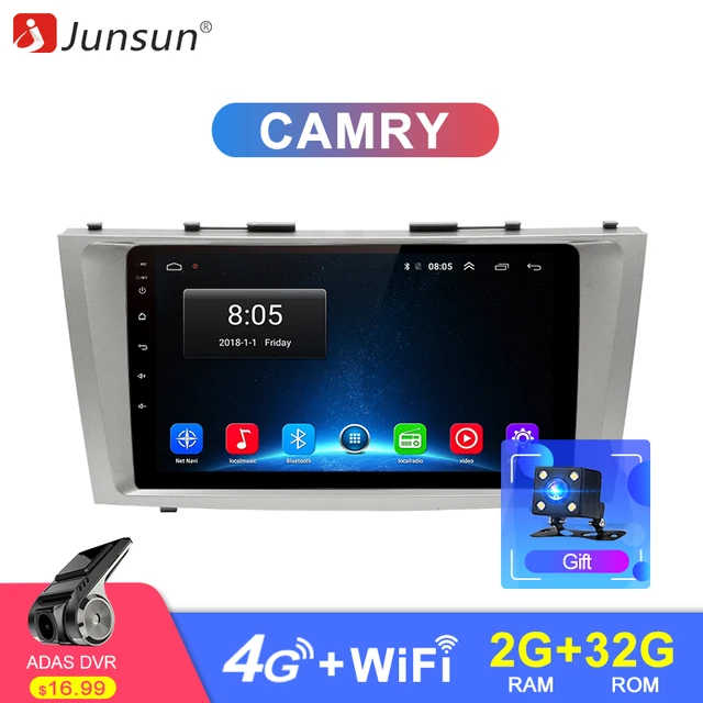 Junsun 2 г + 32 Android 8,1 4 г автомобиля радио Мультимедиа Видео плеер навигации gps Wi Fi din для Toyota Camry 40 50 2007 2008 без dvd