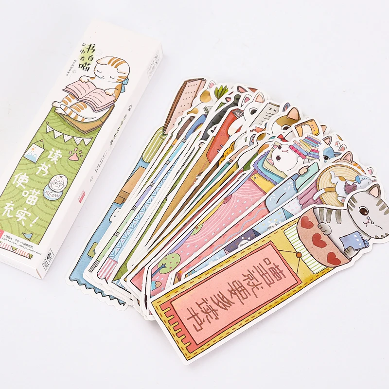 

30 Pcs/set Cartoon Cats Bookmarks Tab for Books Paper Clips Page Marker Teacher Supplies Bookmark Office Accessories Stationery