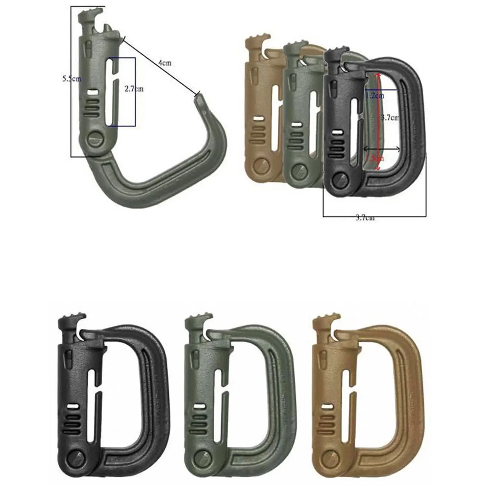 

10 pcs/lot Grimloc D shape carabiner buckle webbing belt/strap bergen rucksack ITW ghillie