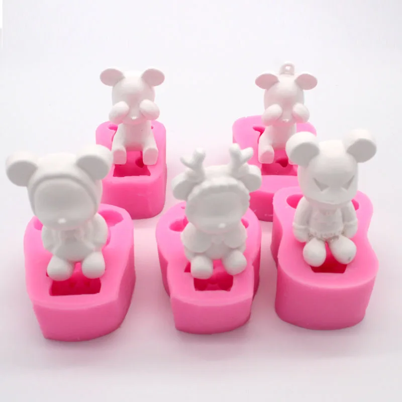 Милый медведь силикона мыло формы помадка торт украшения инструменты Sugarcraft