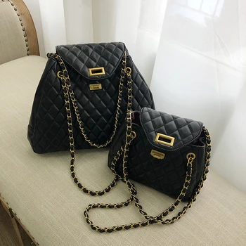 

Luxury Brand Handbag 2019 New Quality PU Leather Women's Designer Handbag Classic Lattice Chain Large Shoulder Messenger bags