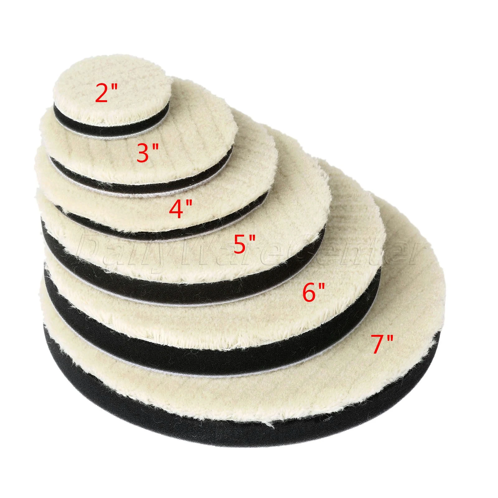 2pcs 2/3/4/5/6/7 Inch Lambs Woolen Polishing Pad For Car Polisher