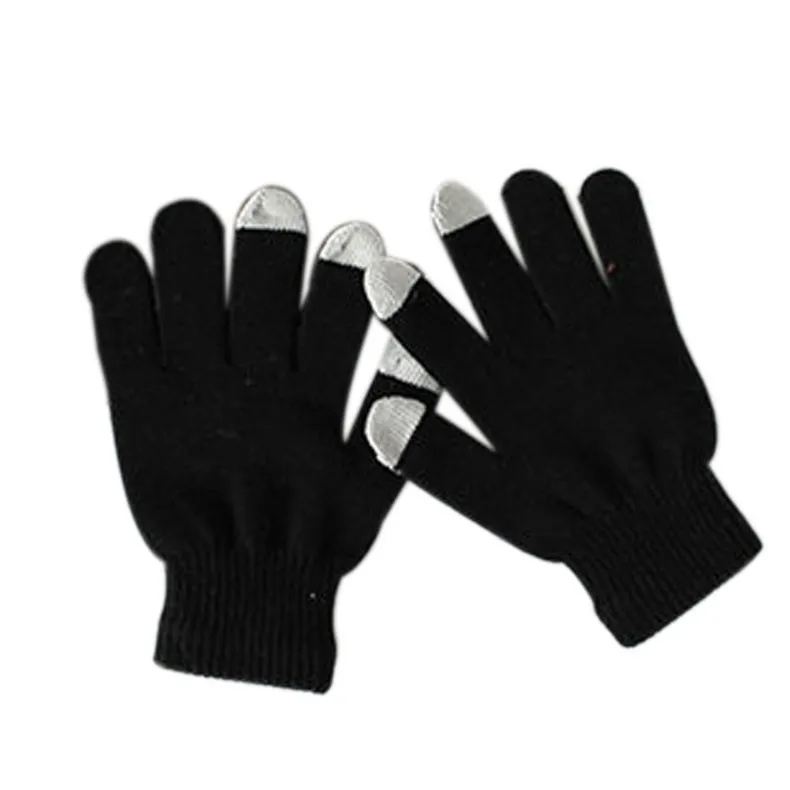 Женские перчатки унисекс Женские Мужские Зимние теплые вязаные емкостные перчатки с сенсорным экраном для смартфона перчатки без пальцев