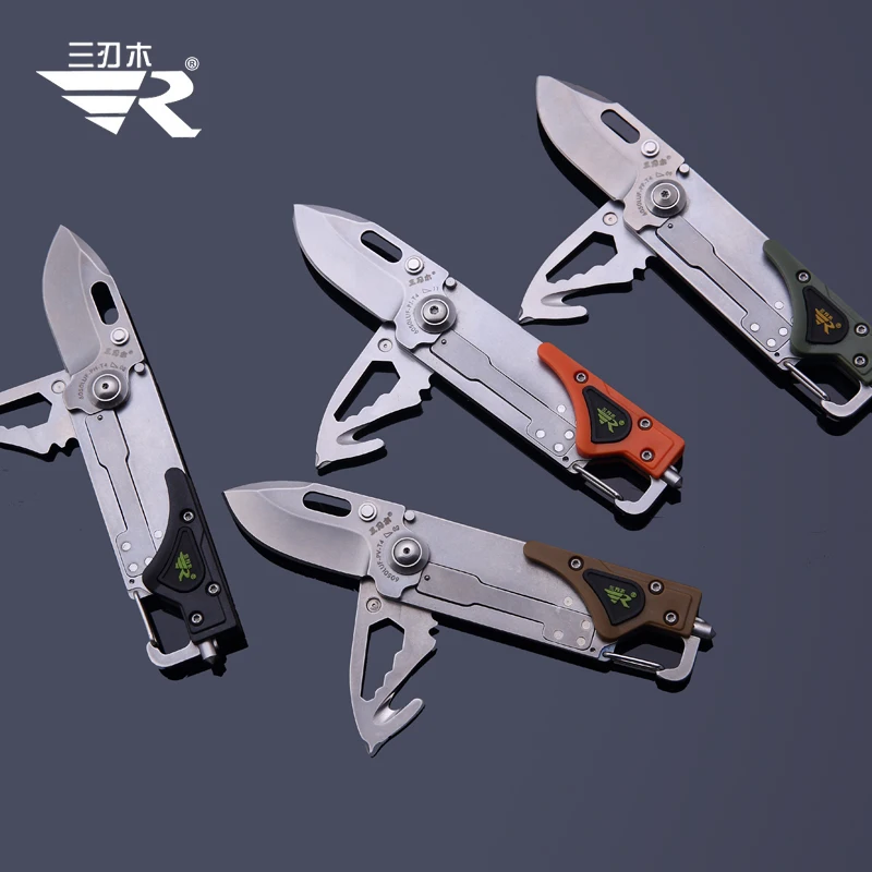 

Sanrenmu 6050 Multi-functional Pocket Knife 8cr14MoV Blade Outdoor Camping Survival Mini portable EDC TOOL with Mini Flashlight