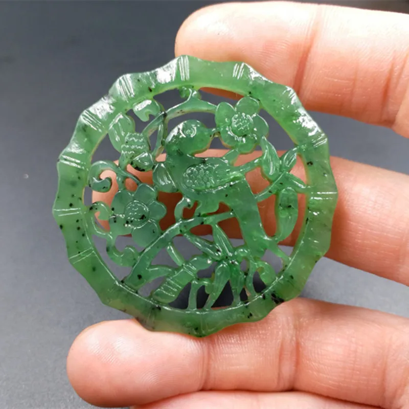 

TJP natural HETIAN jade jasper Xishangmeishao hollow out jade brand China QINGYU necklace pendants fine jewelry