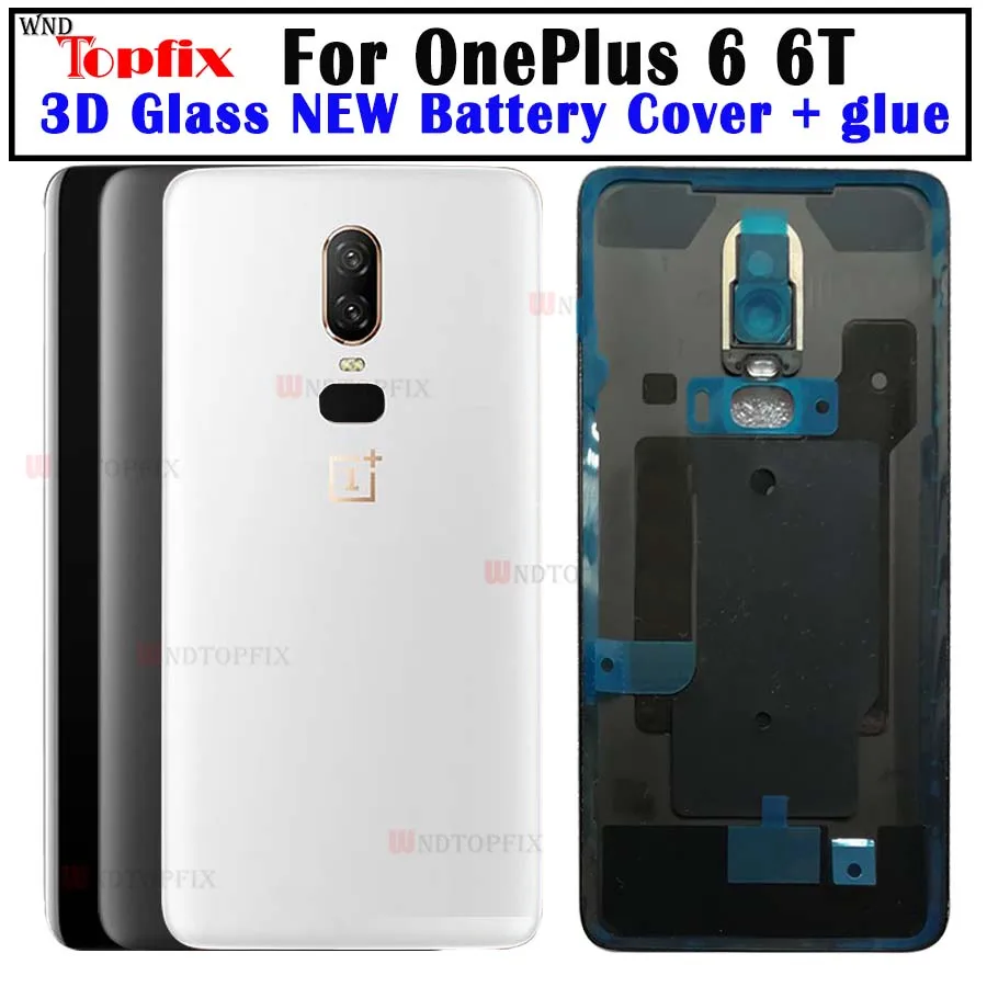 3D стекло для OnePlus 6 Задняя крышка батареи дверь задняя стекло для Oneplus 6T крышка батареи 1+ 6T корпус чехол с объективом камеры