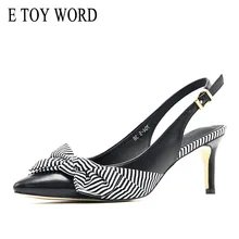 E TOY WORD 2019 New Fashion Women Pump single shoes female Shallow mouth fine heel high heels female pointed bow women shoes women s pointed shallow mouth set foot flow threo bow tie knot casual single layer shoes