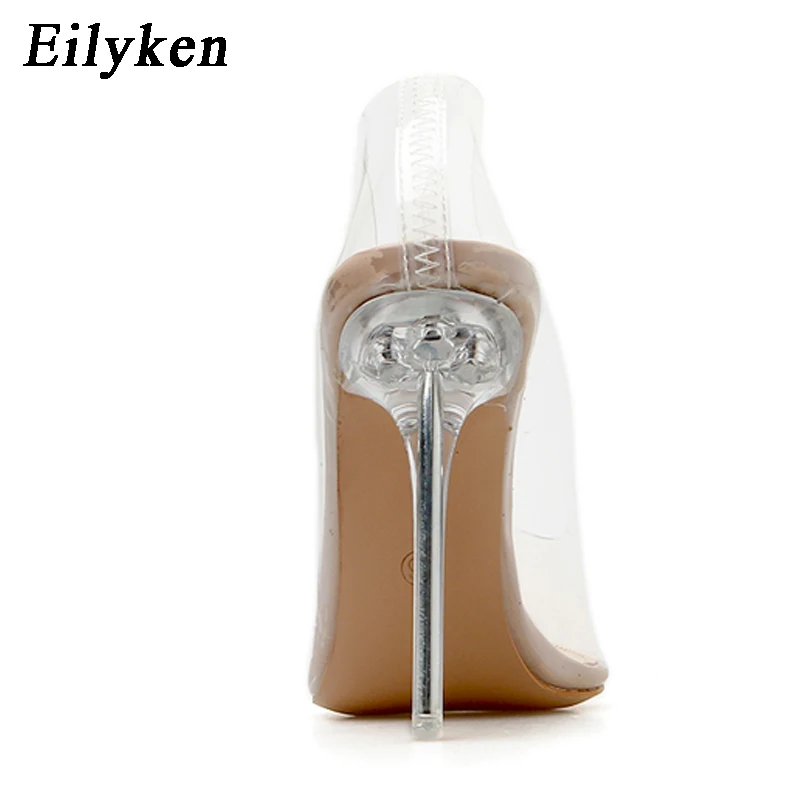 Eilyken 2019 New High-heeled Sandals PVC Transparent Women's High-heeled Shoes Pointy Party Shoes Nightclub Crystal Pumps