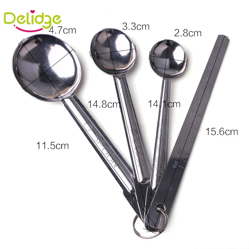 Кухонные мерные ложки Delidge 4 шт./компл. с линейкой из нержавеющей стали|kitchen measuring