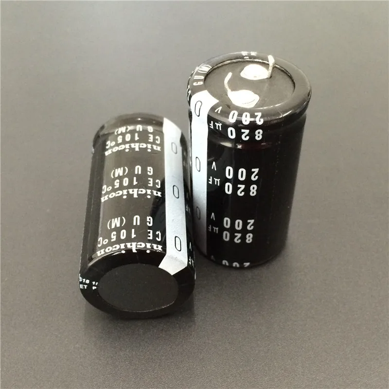 2шт 820 мкФ 200V NICHICON GU серия 25x45 мм Высокое качество 200V820uF оснастки PSU алюминиевый