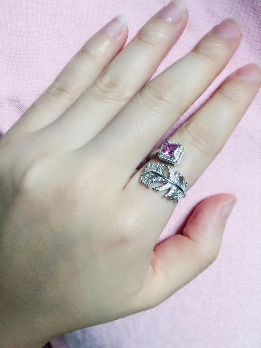 925 пробы серебряные хрустальные стразы кольца с перьями для вечерние ювелирные изделия Рождественский подарок женские ювелирные изделия кольца на палец
