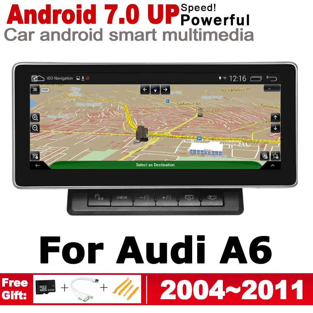 

10.25" HD Screen Stereo Android 7.0 up Car GPS Navi Map For Audi A6 4F 2004~2011 MMI Original Style Multimedia Player Auto Radio