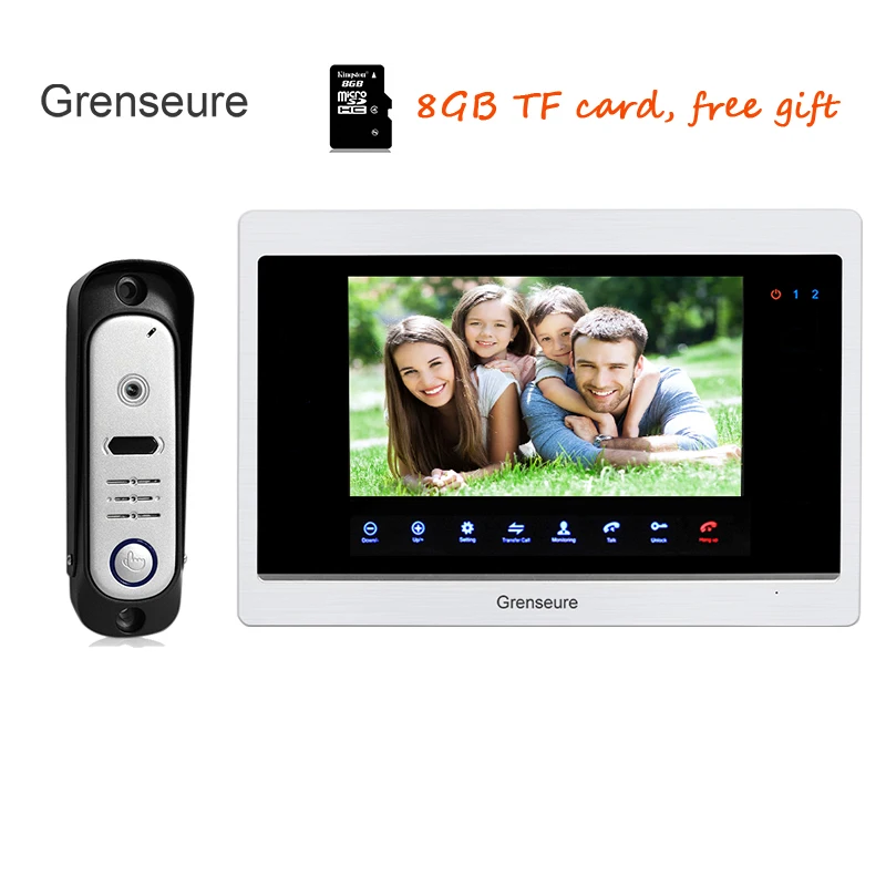 

Free Shipping 720P AHD HD 10" Screen Video Door Phone Intercom Record System 110 view angle Door Camera Unlock Motion Detection