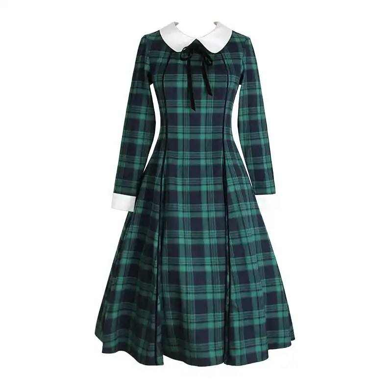 tartan dress with white collar