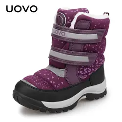 Водоотталкивающие сапоги детские зимние ботинки UOVO Новые Детские теплые уличные ботинки для мальчиков и девочек с плюшевой флуоресценции