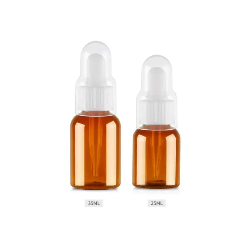 

25ml 35ml Empty Plastic Brown Dropper Bottle Orifice Cap Essential Oil Bottles Cosmetic Container For Travel F107