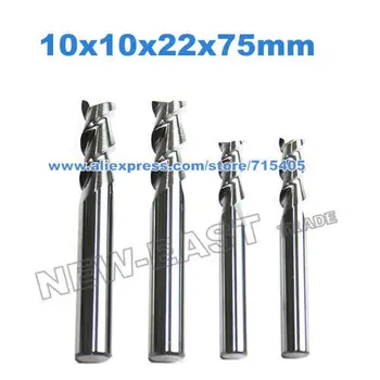 

New 1lot(2pcs) 2Flute 10mm AL endmill cutter for Aluminum alloy material cutting tool 10x10x22x75mm