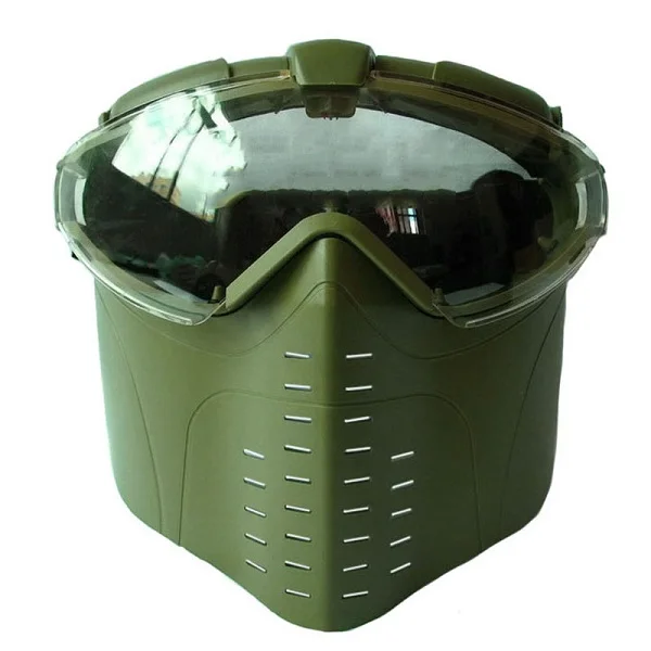Анти-туман вентилируемые тактические маски полное лицо Электрический вентилятор противогаз с Goggle на открытом воздухе CS военная игра Охота Пейнтбол страйкбол - Цвет: Зеленый