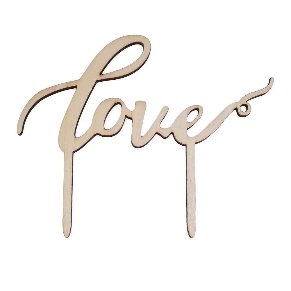 

Love Letter Wooden Cake Topper Wedding Decorations Party Cookies Cupcake Fondant
