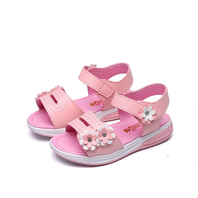 Сандалии для девочек; модная обувь; детская светящаяся обувь; сандалии; летняя детская обувь принцессы для девочек; пляжная обувь с цветами