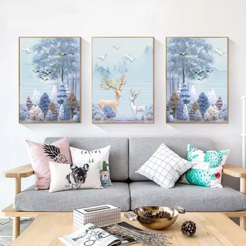 

Deer Forest HD Canvas Painting Modern Wall Art Murals Modular Wall Picture For Living Room Nordic Poster And Print On Wall Decor