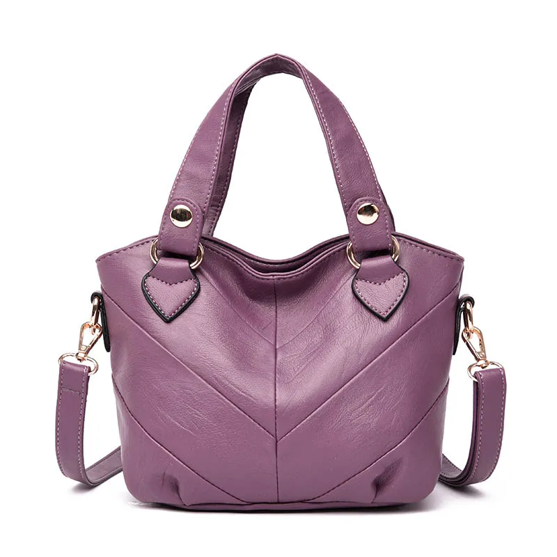 Модные Лоскутные сумки-мессенджеры для женщин, сумка-тоут, женские сумки из натуральной кожи, сумки через плечо, женские сумки - Цвет: Purple