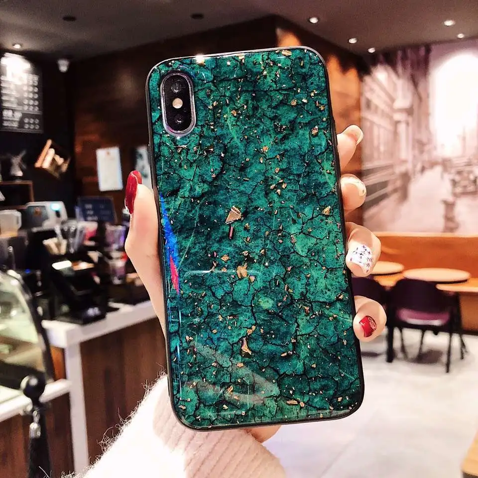 Чехол для huawei P30 Pro с золотыми блестками, Мраморная задняя крышка для huawei P20 lite honor 7A 10i V10 V20 P Smart honor 10 - Цвет: green