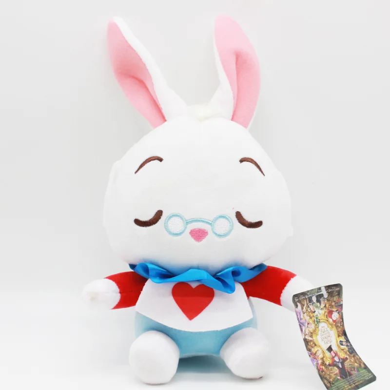 1 шт. Алиса в стране чудес 2 мягкие плюшевые игрушки кукла 20 см Чеширский Кот из Алисы белый кролик мягкая плюшевая игрушка для подарки для детей - Цвет: Rabbit