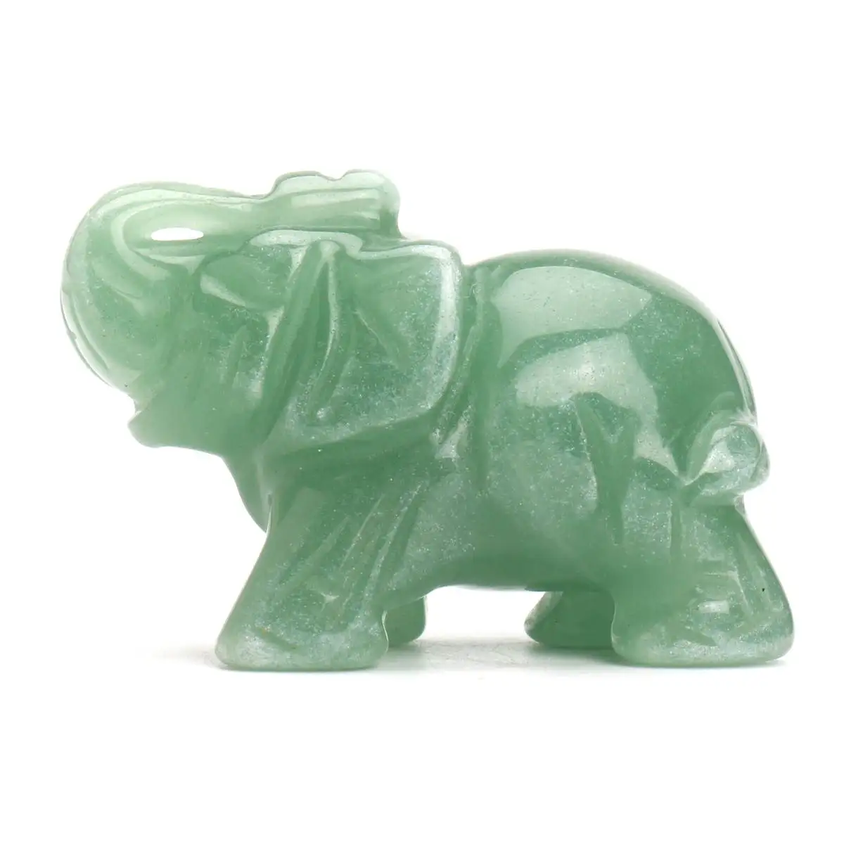 

Modern 2 Inch Green Aventurine Jade Stone Craving Lucky Elephant Feng Shui Statue Home Office Ornaments Crafts Decoration