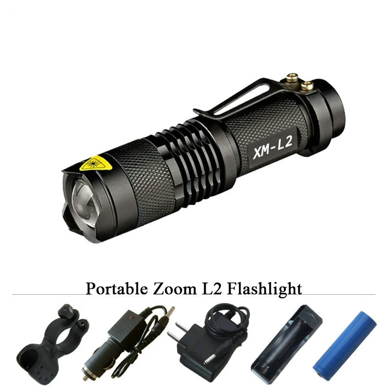 

High-quality Mini LED Flashlight CREE XM-L2 3800LM Powerful Flashlight LED Laterna 5Modes Zoomable Portable Torch 14500/18650